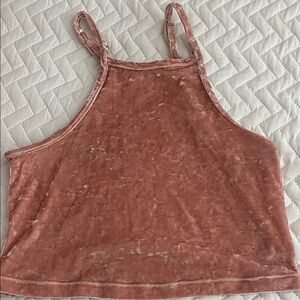 Velvet Cropped Tank Top in Dusty Rose